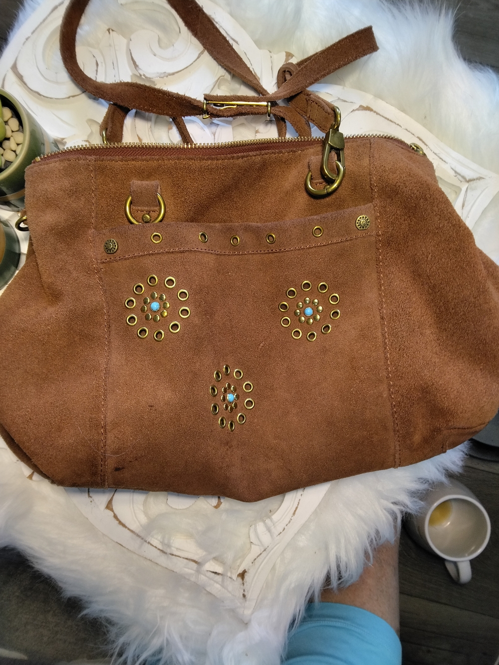 The Sak Tan Suede Crossbody Bag with Stud Accents - Picture 12 of 12